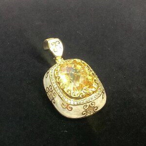 LGA LAUREN G. ADAMS GOLD TONE ENAMEL & YELLOW CRYSTAL PENDANT ENHANCER